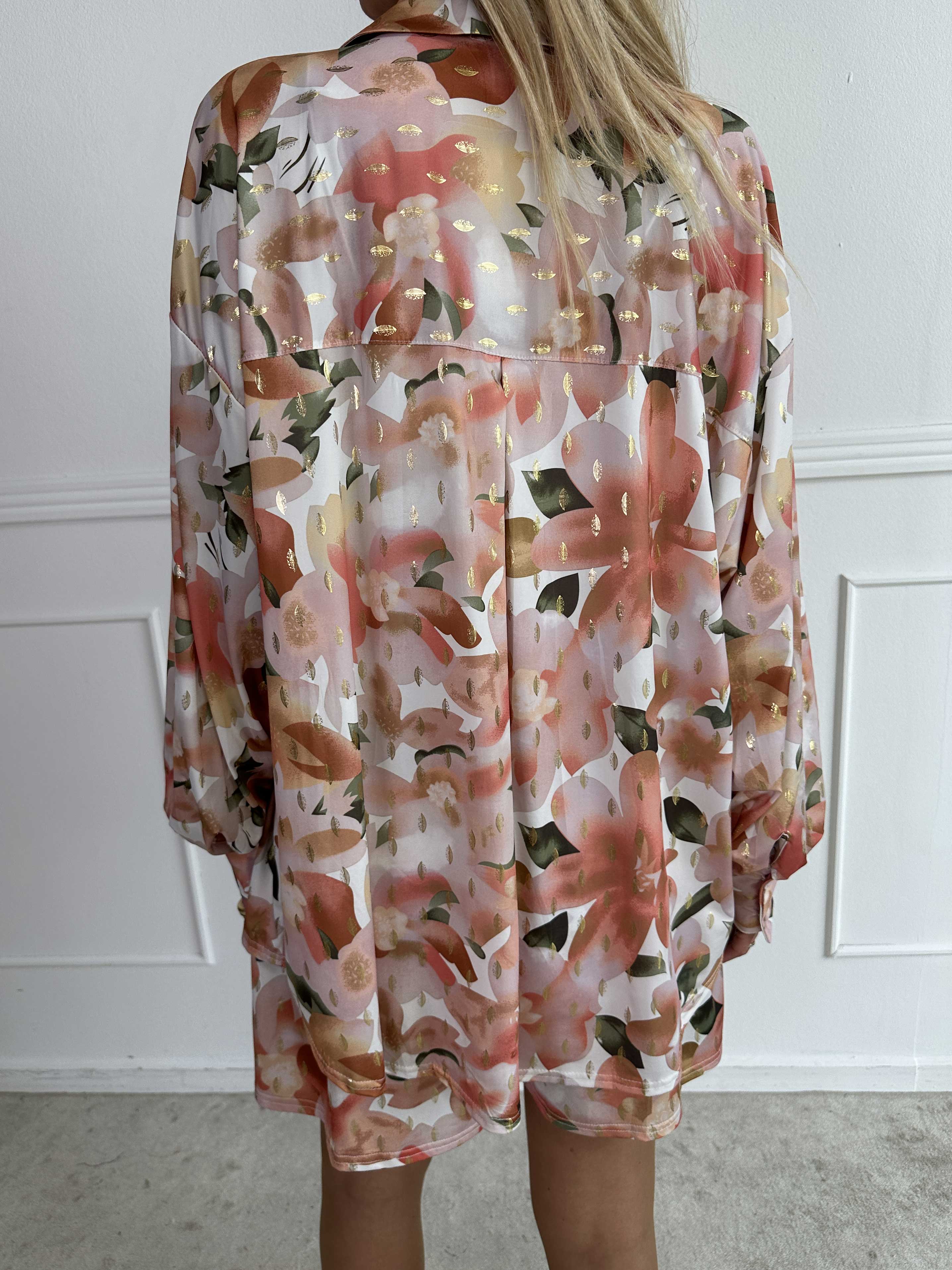 Pamy Sweet Flower - Skjorte i elastisk blomstret stof